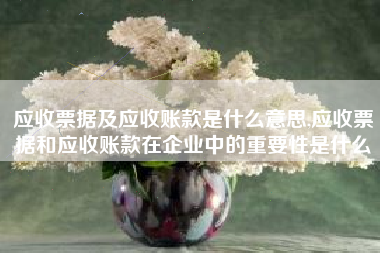 应收票据及应收账款是什么意思,应收票据和应收账款在企业中的重要性是什么