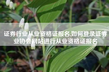 证券行业从业资格证报名,如何登录证券业协会网站进行从业资格证报名