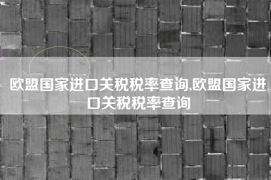 欧盟国家进口关税税率查询,欧盟国家进口关税税率查询
