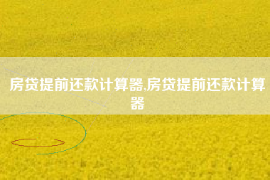 房贷提前还款计算器,房贷提前还款计算器