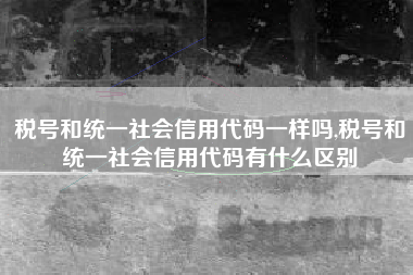 税号和统一社会信用代码一样吗,税号和统一社会信用代码有什么区别