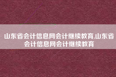 山东省会计信息网会计继续教育,山东省会计信息网会计继续教育