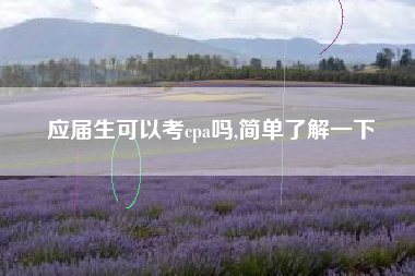 应届生可以考cpa吗,简单了解一下