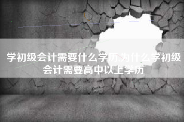 学初级会计需要什么学历,为什么学初级会计需要高中以上学历