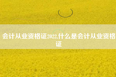 会计从业资格证2022,什么是会计从业资格证