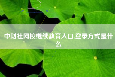 详细阅读:中财社网校继续教育入口,登录方式是什么 中财社网校继续教育入口,登录方式是什么