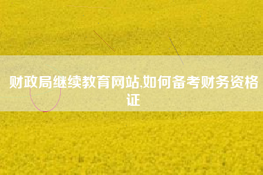 财政局继续教育网站,如何备考财务资格证