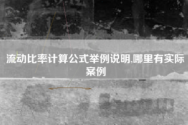 流动比率计算公式举例说明,哪里有实际案例
