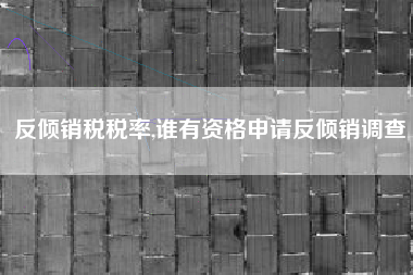 反倾销税税率,谁有资格申请反倾销调查
