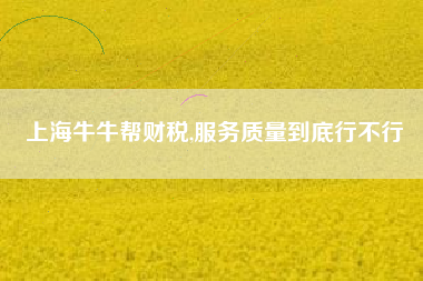 详细阅读:上海牛牛帮财税,服务质量到底行不行 上海牛牛帮财税,服务质量到底行不行