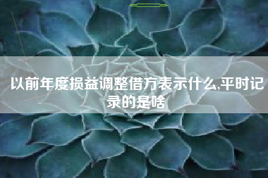 详细阅读:以前年度损益调整借方表示什么,平时记录的是啥 以前年度损益调整借方表示什么,平时记录的是啥