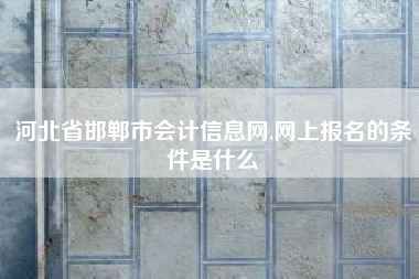 河北省邯郸市会计信息网,网上报名的条件是什么