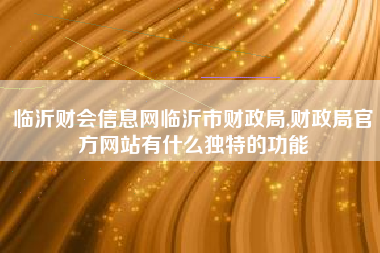 临沂财会信息网临沂市财政局,财政局官方网站有什么独特的功能