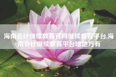 海南会计继续教育官网继续教育平台,海南会计继续教育平台啥地方有