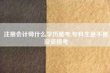 注册会计师什么学历能考,专科生是不是没资格考