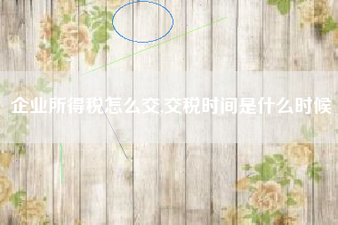 企业所得税怎么交,交税时间是什么时候