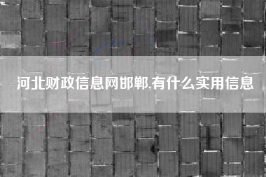 河北财政信息网邯郸,有什么实用信息