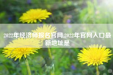 2022年经济师报名官网,2022年官网入口最新地址是