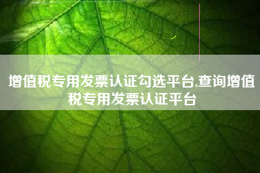 增值税专用发票认证勾选平台,查询增值税专用发票认证平台