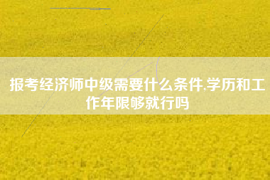 报考经济师中级需要什么条件,学历和工作年限够就行吗