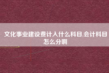 文化事业建设费计入什么科目,会计科目怎么分啊
