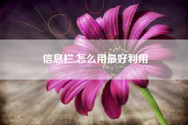 信息栏,怎么用最好利用