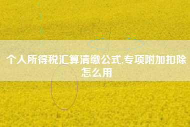 个人所得税汇算清缴公式,专项附加扣除怎么用