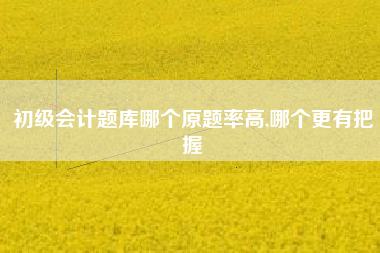 初级会计题库哪个原题率高,哪个更有把握