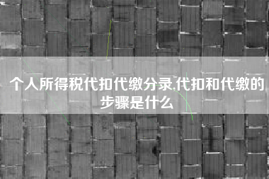 个人所得税代扣代缴分录,代扣和代缴的步骤是什么