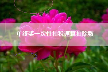 年终奖一次性扣税速算扣除数