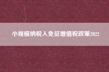 小规模纳税人免征增值税政策2022
