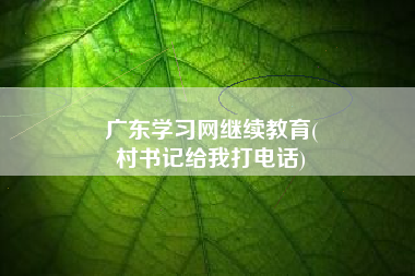 广东学习网继续教育(
村书记给我打电话)