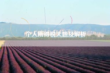 个人所得税大题及解析