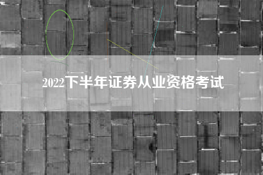 2022下半年证券从业资格考试