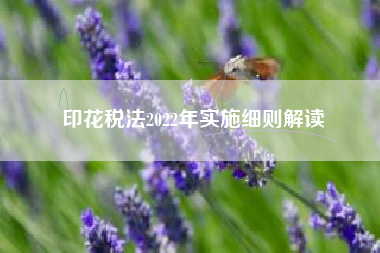 印花税法2022年实施细则解读
