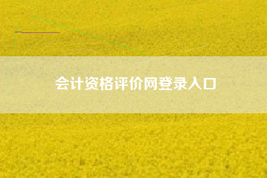 会计资格评价网登录入口