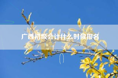广西初级会计什么时候报名