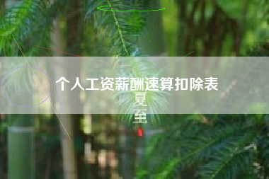 个人工资薪酬速算扣除表